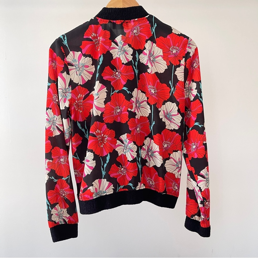 Isle Floral Bomber Jacket with Red and Black Design Size XS - Picture 4 of 4